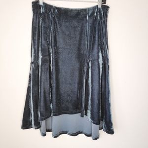 Mystree Gray Crushed Velvet High Low Skirt Ruffle